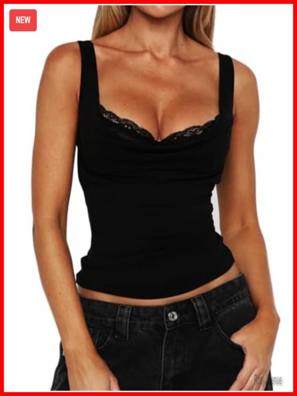 Women Lace Built-in Bra Spaghetti Strap Y2K Tank Top Going Out Bustier